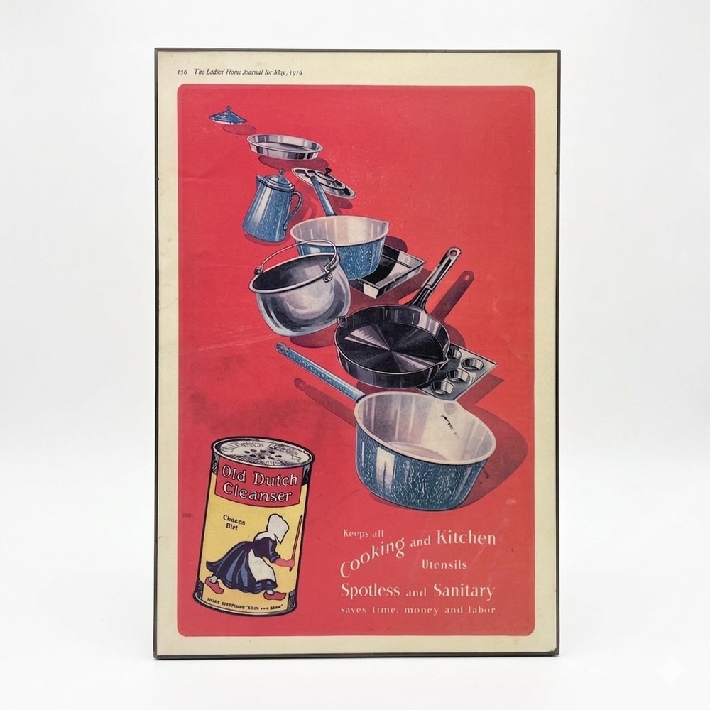 Old Dutch Cleanser 1919 Vintage Magazine Ad Ladies Home Journal Dry Mounted Art